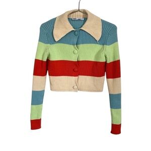 Zara Striped Knit Buttoned Sweater Size Small